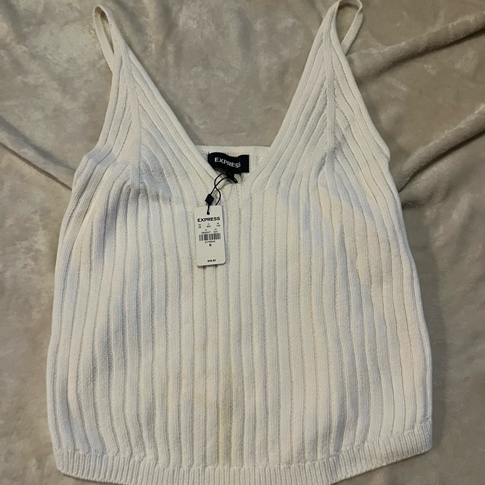 Express White Ribbed Camisole Sleeveless